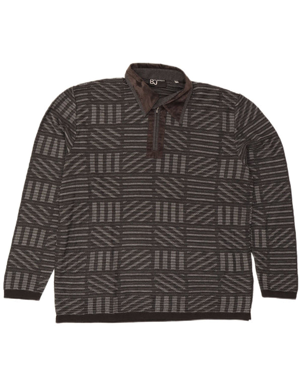 Umberto Bilancioni Mens Polo Neck Jumper Sweater IT 56 2XL Grey Geometric