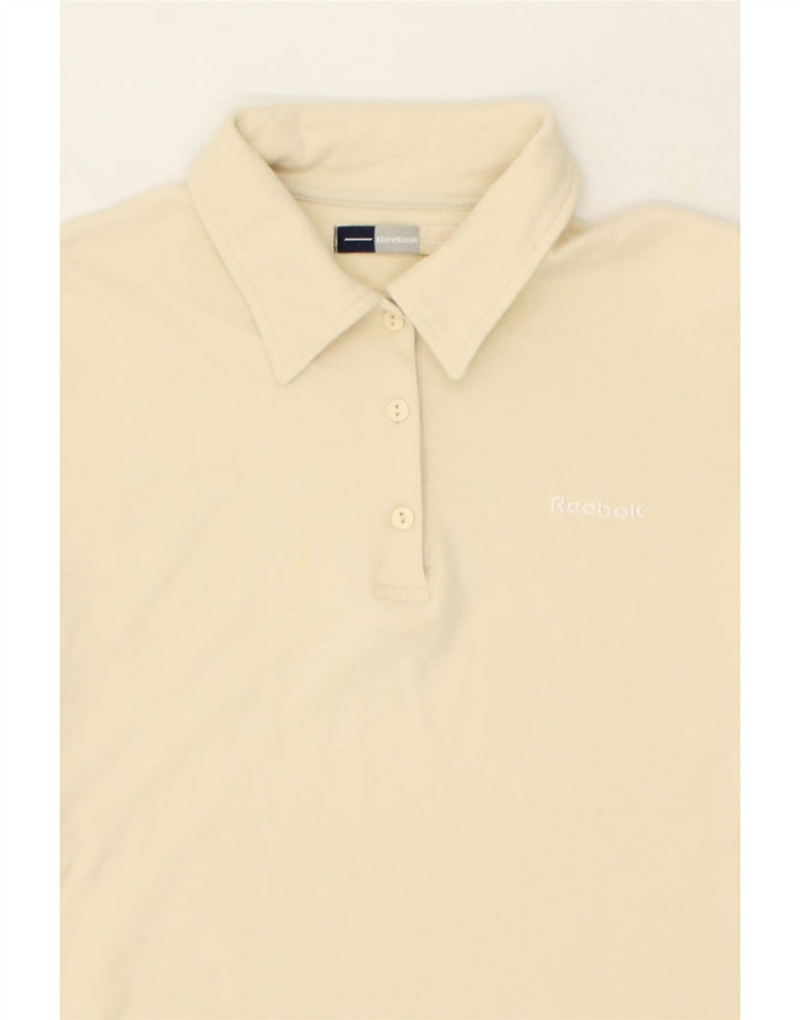 REEBOK Womens Polo Shirt UK 10 Small Beige Cotton Vintage Reebok and Second-Hand Reebok from Messina Hembry 