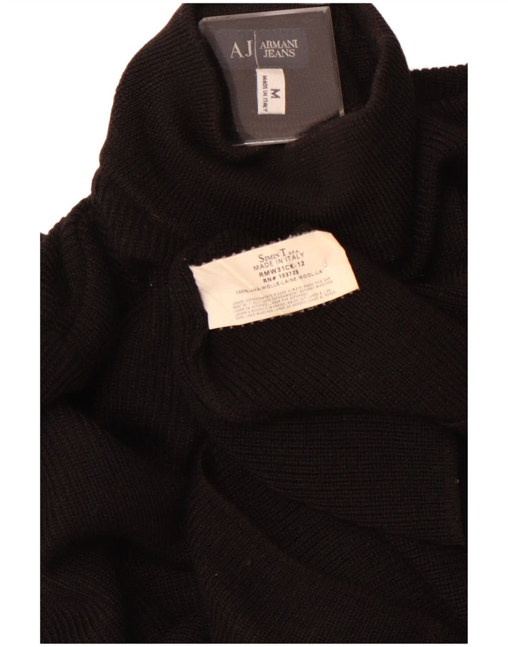 ARMANI JEANS Mens Turtle Neck Jumper Sweater Medium Black Wool