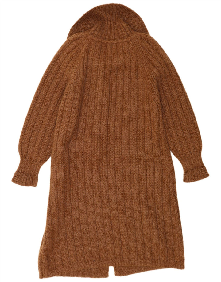 Vintage Womens Oversized Longline Cardigan Sweater UK 14 Medium Brown Modal