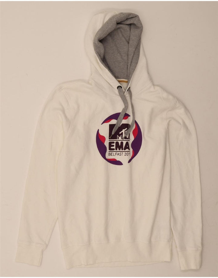 REPLAY Mens Graphic Hoodie Jumper Large White Cotton Vintage Replay and Second-Hand Replay from Messina Hembry 