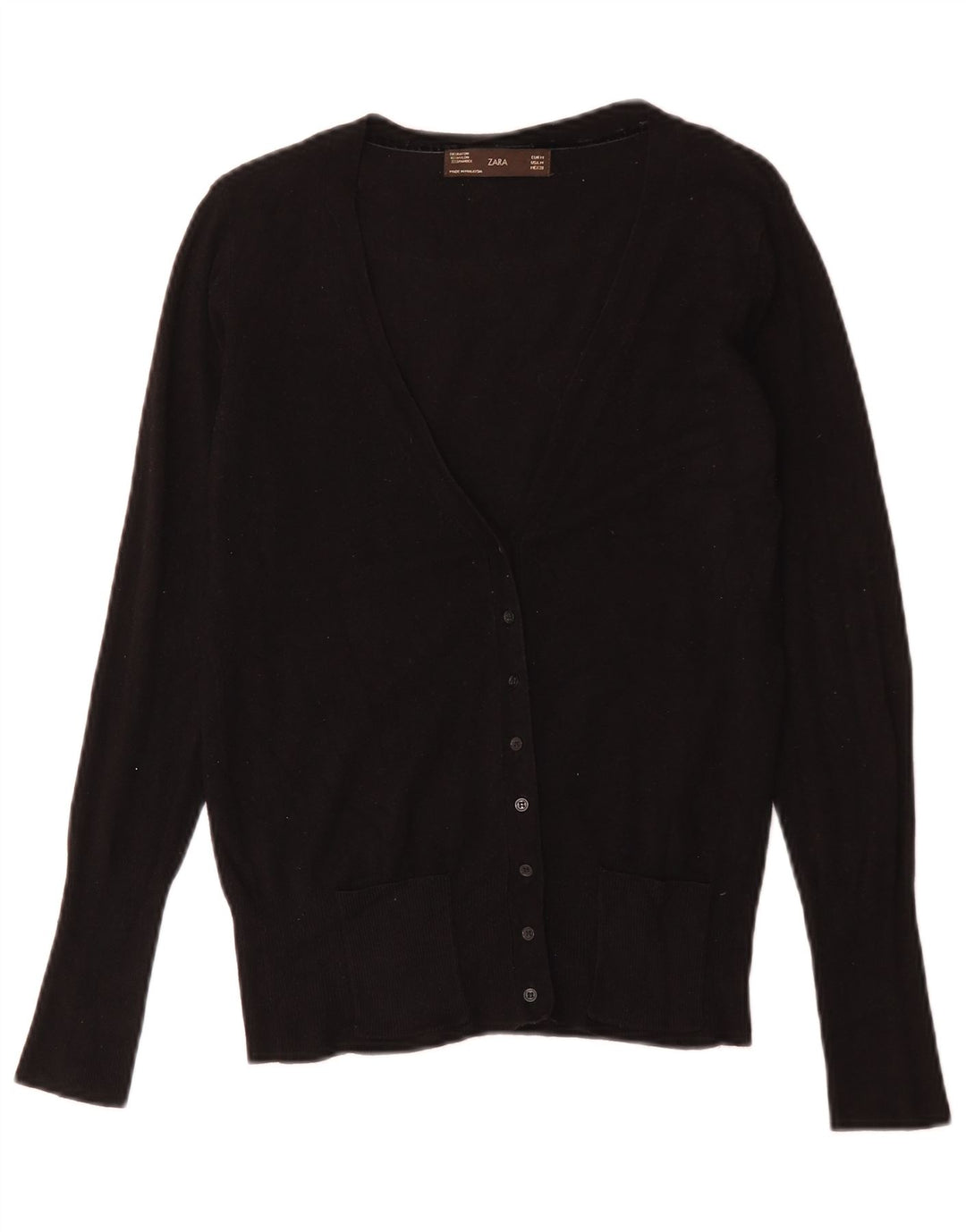 Zara Womens Cardigan Sweater UK 12 Medium Black