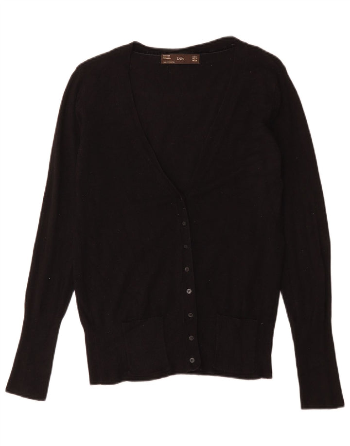 Zara Womens Cardigan Sweater UK 12 Medium Black