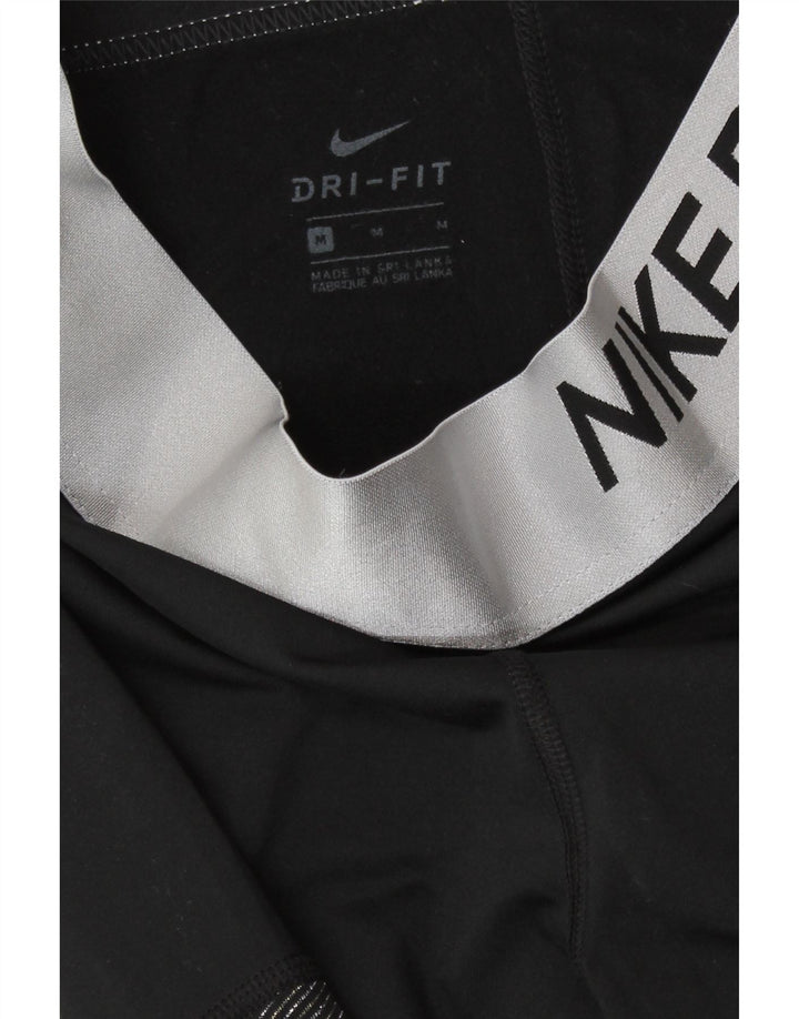 Nike Womens Dri Fit Graphic Leggings UK 12 Medium  Black Colourblock