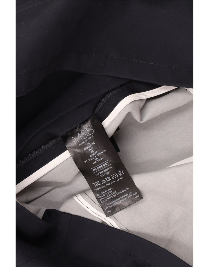 Marks & Spencer Mens Pea Coat UK 38/40 Small Navy Blue Cotton