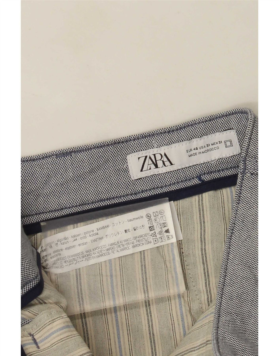 Zara Mens Chino Shorts EU 40 Medium W31 Grey Cotton