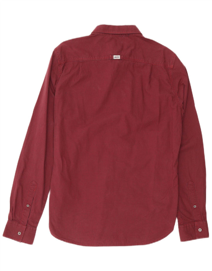 Superdry Mens Shirt Medium Burgundy Gingham Cotton