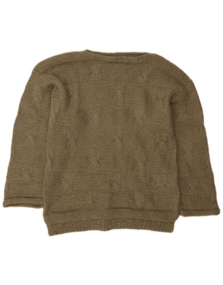 Vintage Mens Boat Neck Jumper Sweater Medium Khaki