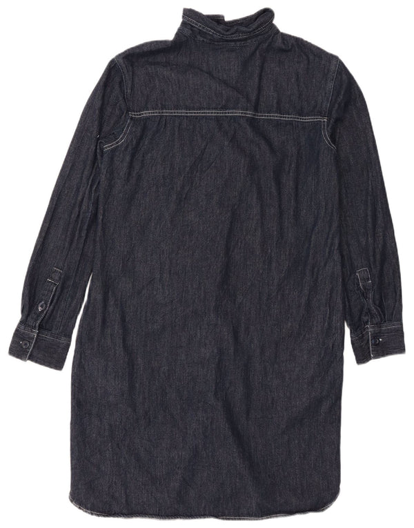 Lee Womens Denim Shirt Dress UK 14 Medium Navy Blue Cotton