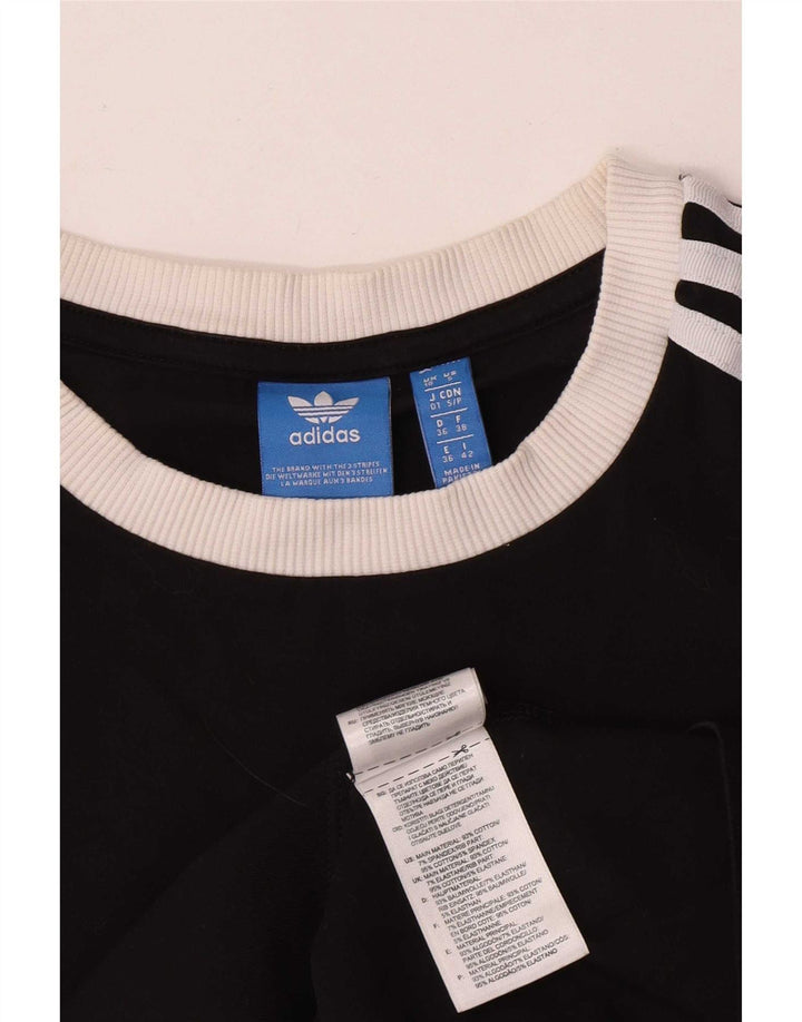 Adidas Womens Top Long Sleeve UK 10 Small Black Cotton