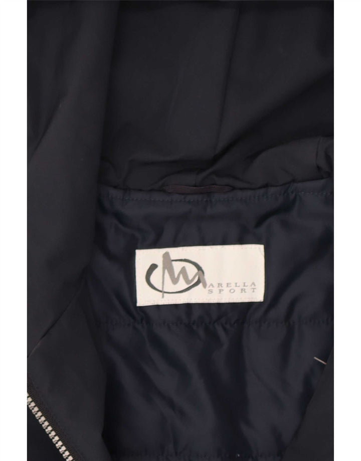 Marella Womens Hooded Windbreaker Jacket UK 12 Medium  Navy Blue Polyester