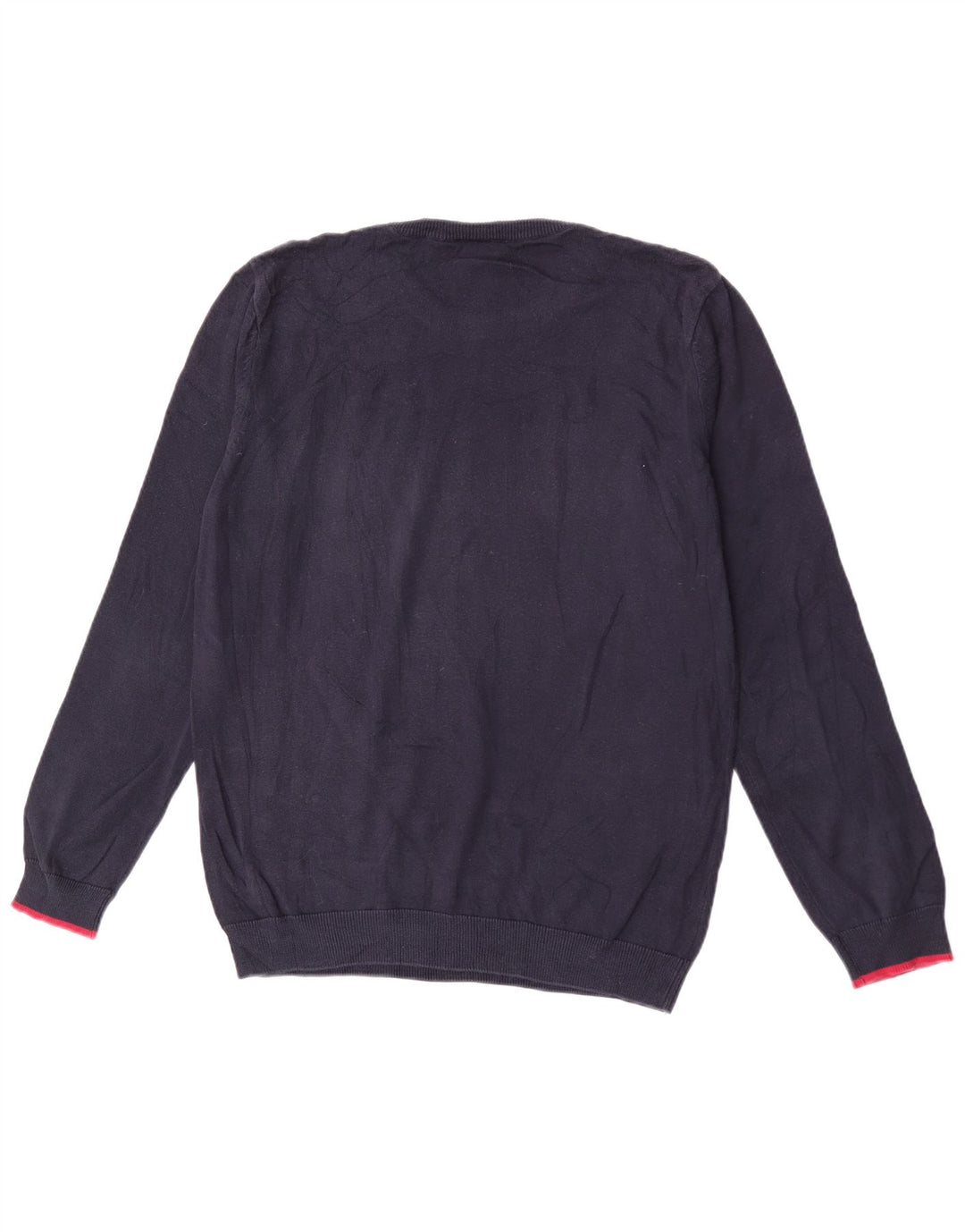 Lacoste Mens Crew Neck Jumper Sweater Size 5 Large Navy Blue Cotton