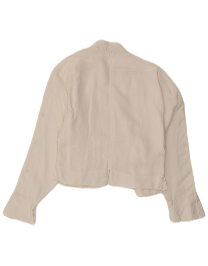 Claude Montana Womens Crop Blazer Jacket UK 12 Medium White Linen