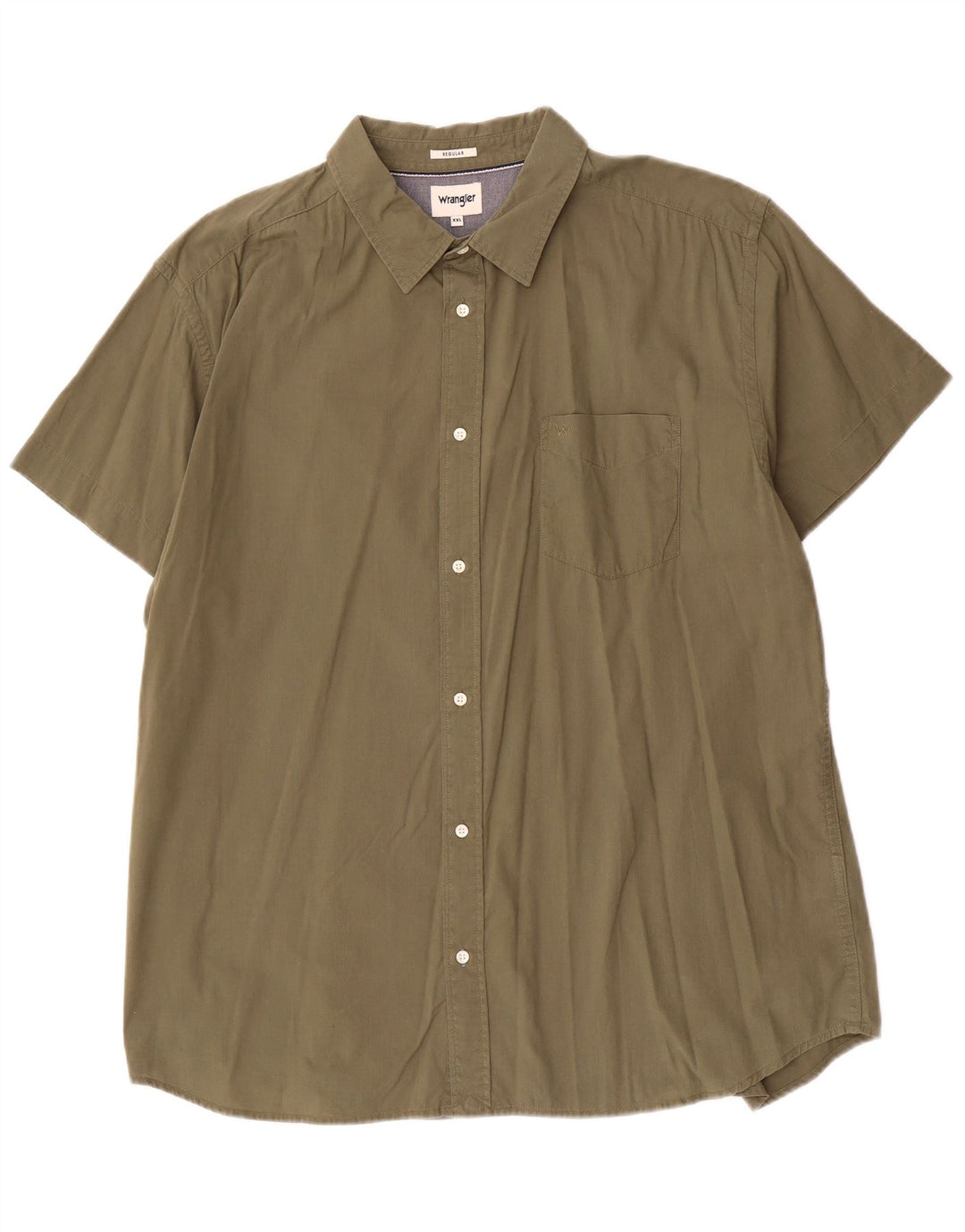 Wrangler Mens Short Sleeve Regular Fit Shirt 2XL Khaki Cotton