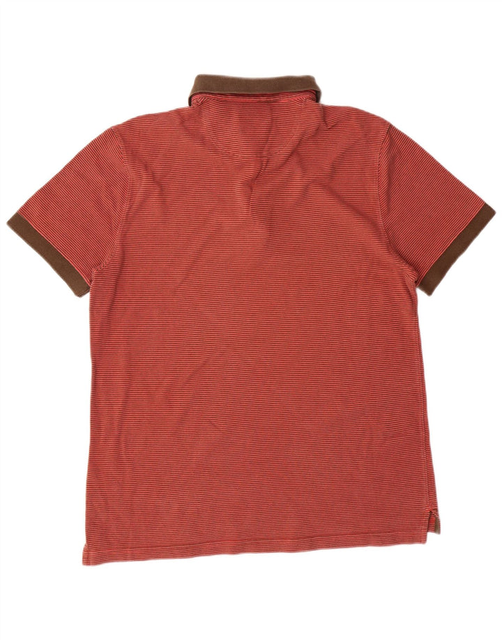 MASSIMO DUTTI Mens Regular Fit Polo Shirt XL Orange Pinstripe