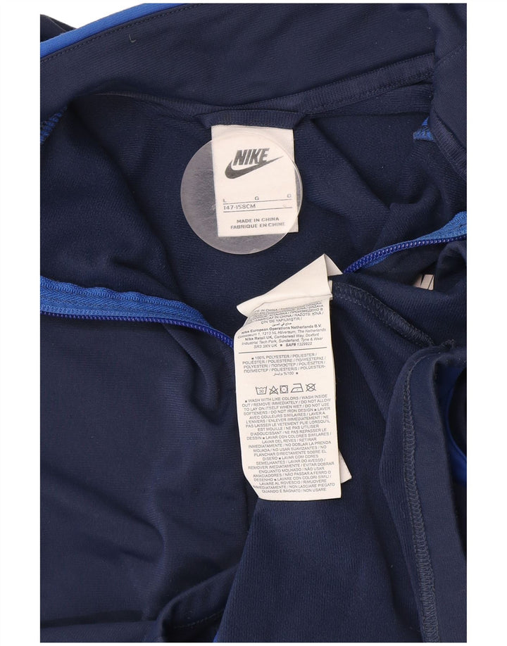 Nike Boys Tracksuit Top Jacket 12-13 Years Large Navy Blue Colourblock