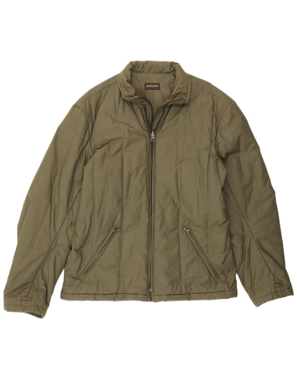 Napapijri Mens Padded Jacket UK 44 2XL Khaki Cotton