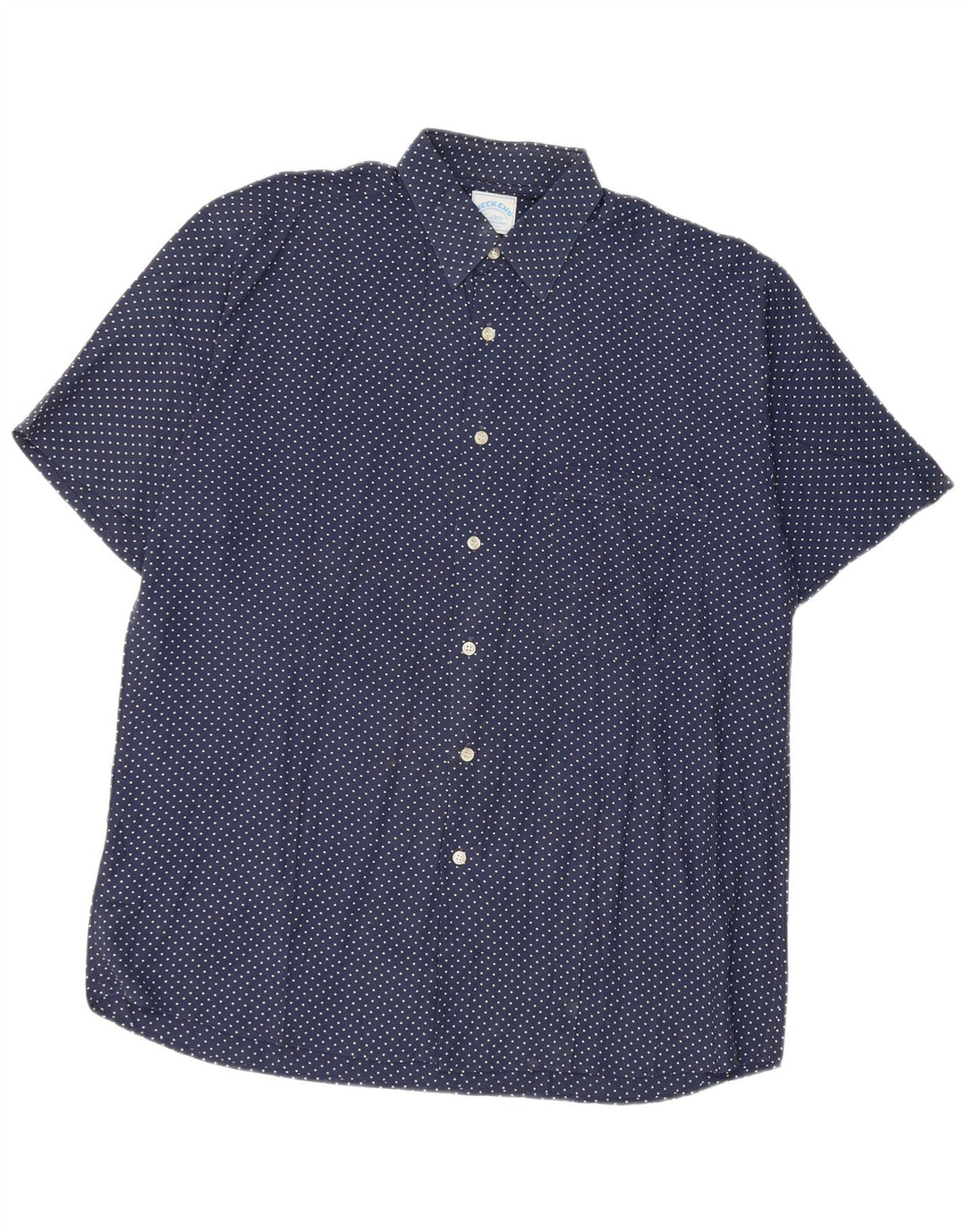 Cassera Mens Weekend Short Sleeve Shirt Size 39 Medium Navy Blue Spotted
