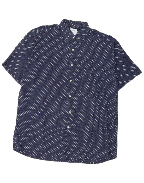Cassera Mens Weekend Short Sleeve Shirt Size 39 Medium Navy Blue Spotted