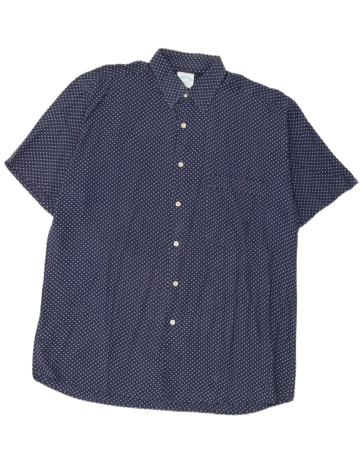 Cassera Mens Weekend Short Sleeve Shirt Size 39 Medium Navy Blue Spotted