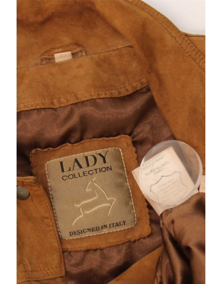 Vintage Womens Suede Jacket IT 42 Medium Brown Leather