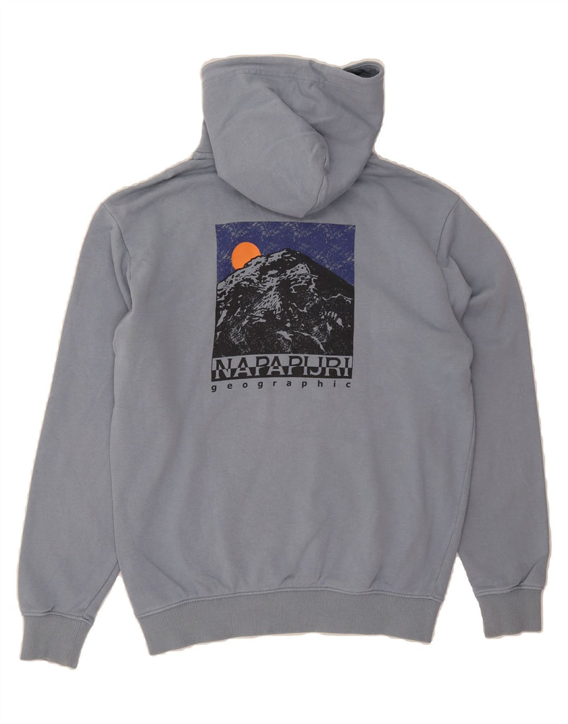 NAPAPIJRI Mens Graphic Hoodie Jumper XS Blue Cotton Vintage Napapijri and Second-Hand Napapijri from Messina Hembry 