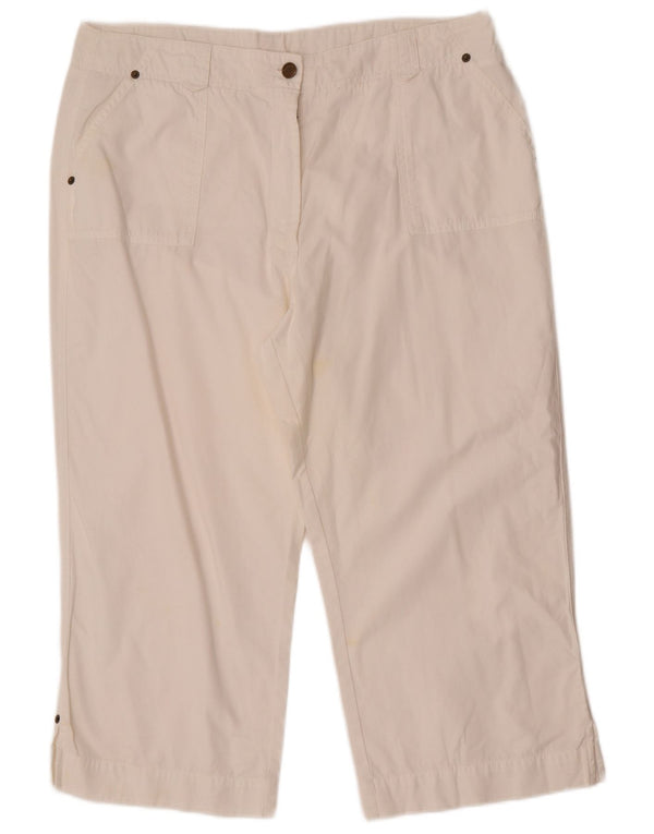 Marks & Spencer Womens High Waist Capri Trousers UK 18 XL W34 L22 White