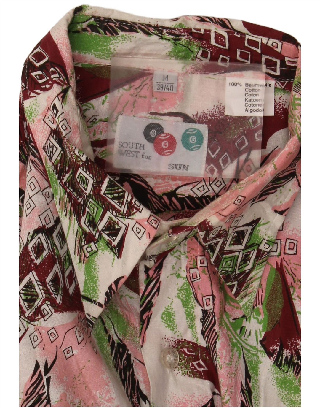 Vintage Mens Abstract Pattern Shirt Size 39/40 Medium Multicoloured