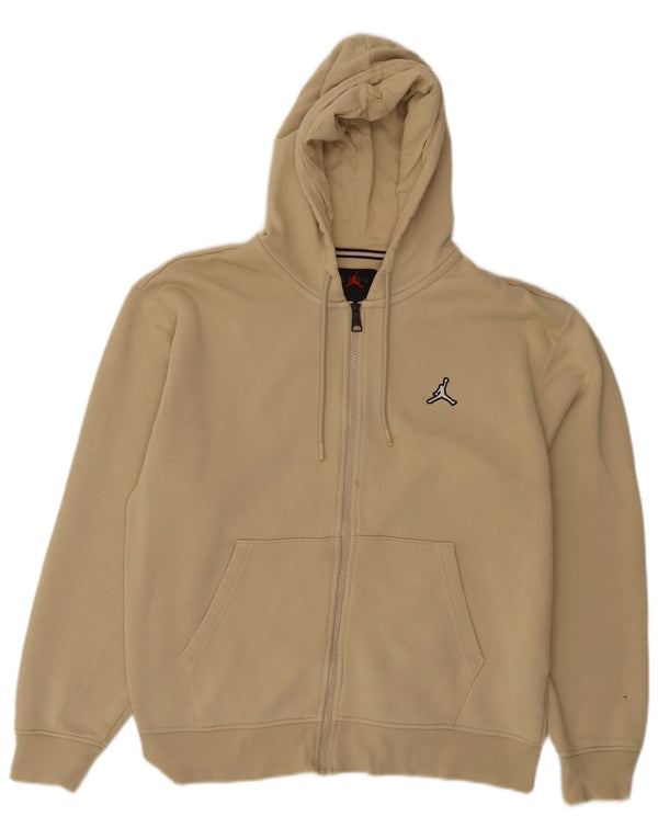 Jordan Mens Zip Hoodie Sweater Medium Beige Cotton
