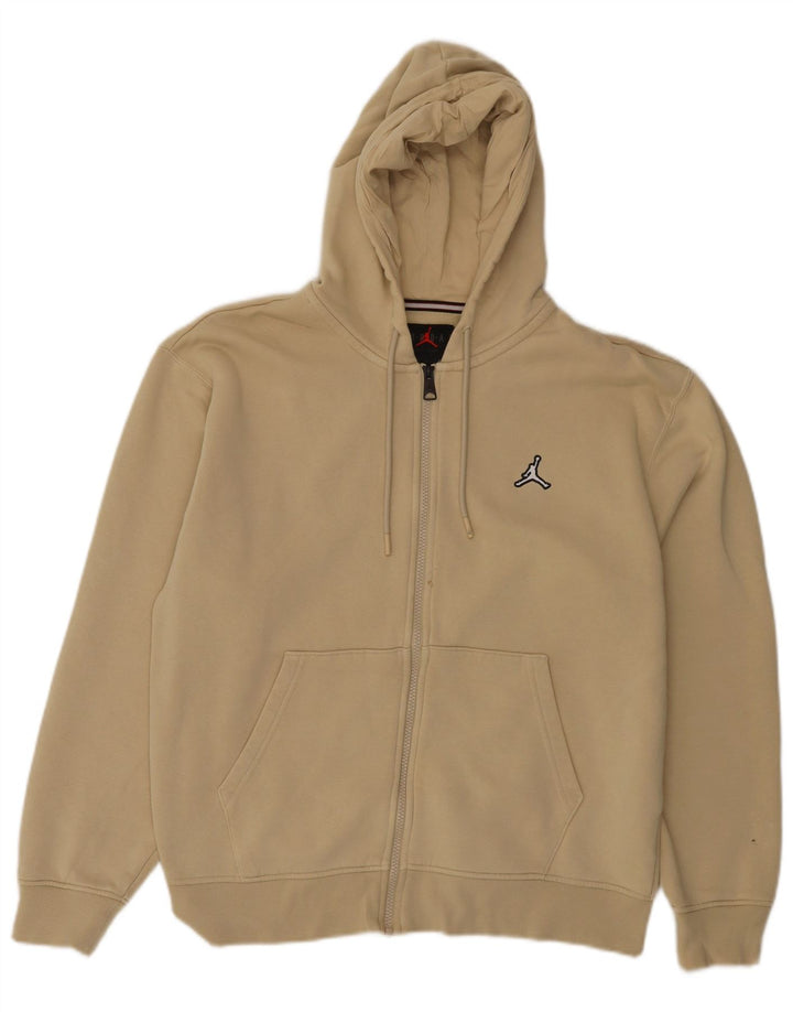 Jordan Mens Zip Hoodie Sweater Medium Beige Cotton