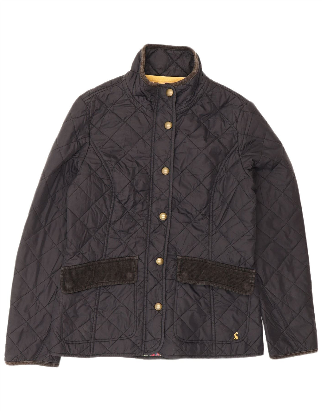 JOULES Womens Quilted Jacket UK 12 Medium  Black Polyamide