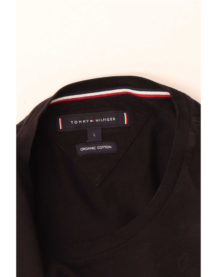Tommy Hilfiger Mens Graphic Top Long Sleeve Large Black Cotton