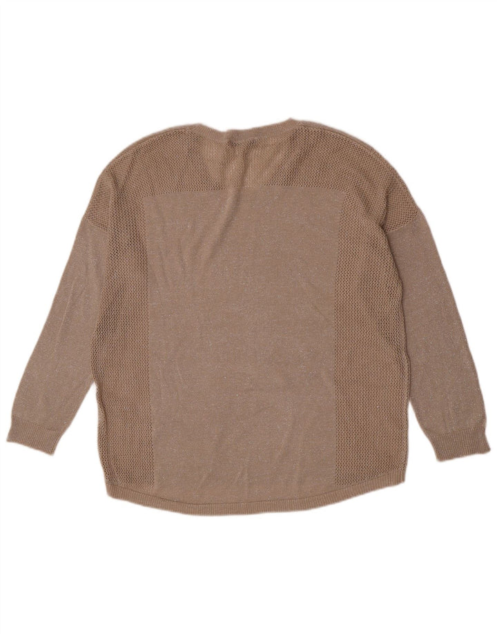 Oasis Womens Oversized Boat Neck Jumper Sweater UK 14 Medium Beige Flecked