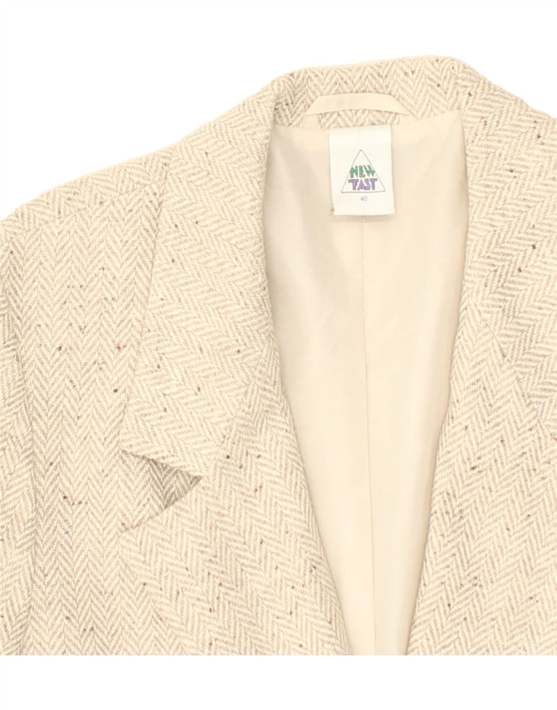 VINTAGE Womens 2 Button Blazer Jacket EU 40 Medium Beige Herringbone | Vintage Vintage | Thrift | Second-Hand Vintage | Used Clothing | Messina Hembry 