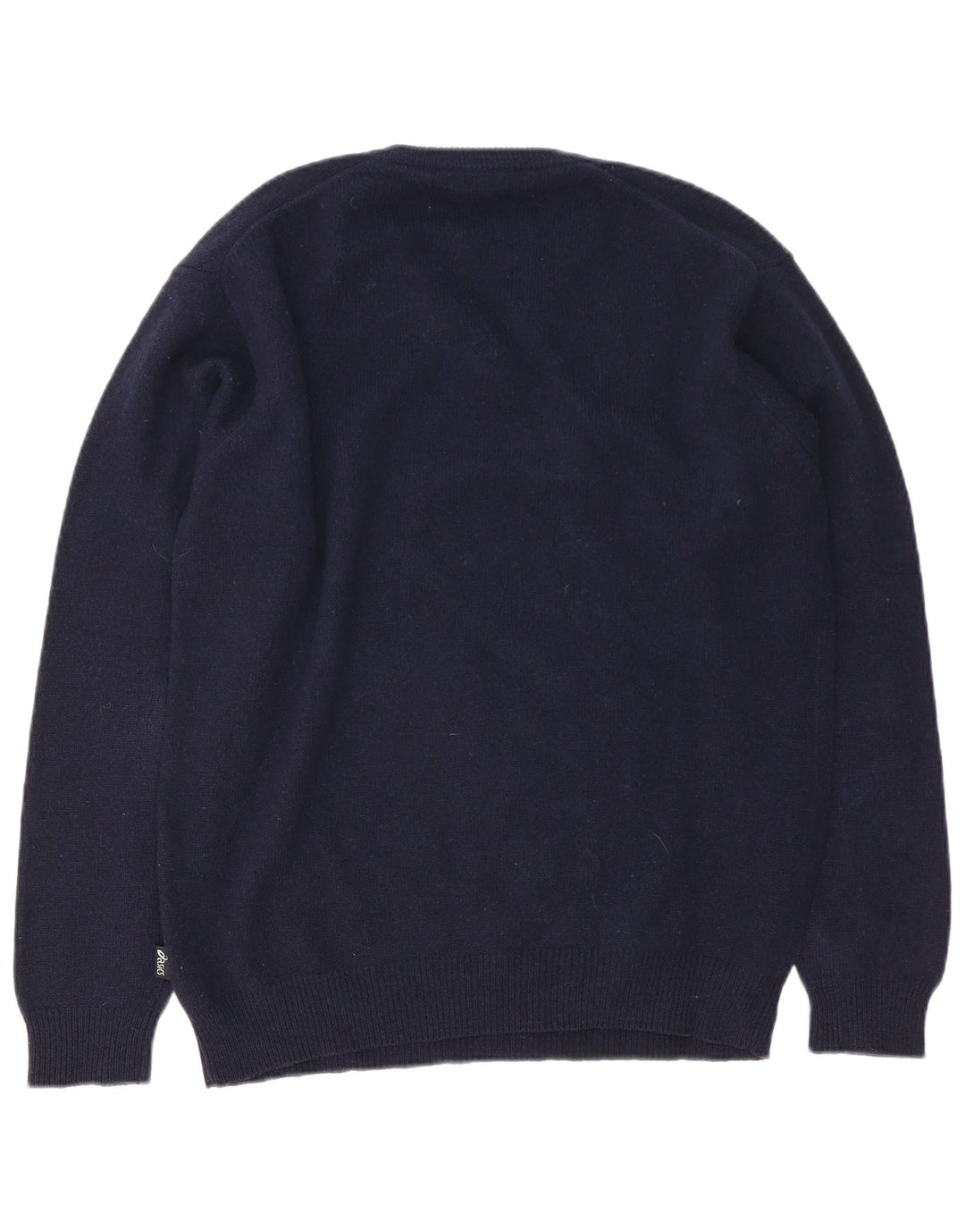 Asics Mens V-Neck Jumper Sweater Large Navy Blue Lambswool