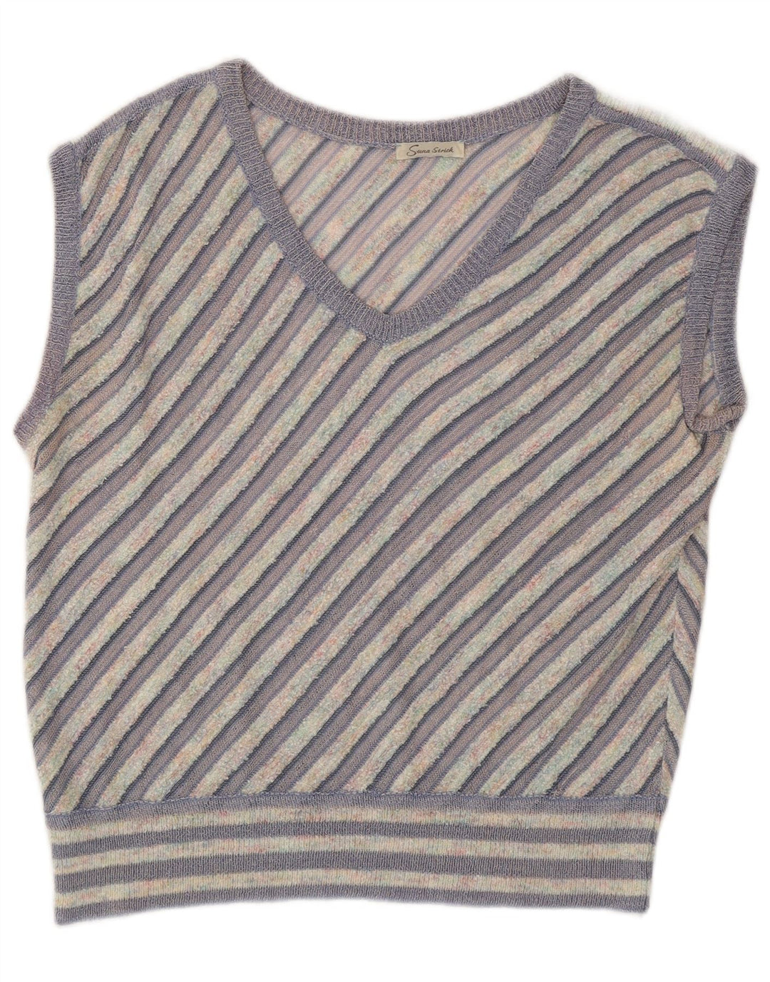Vintage Womens Vest Tank Top UK 12 Medium Purple Striped