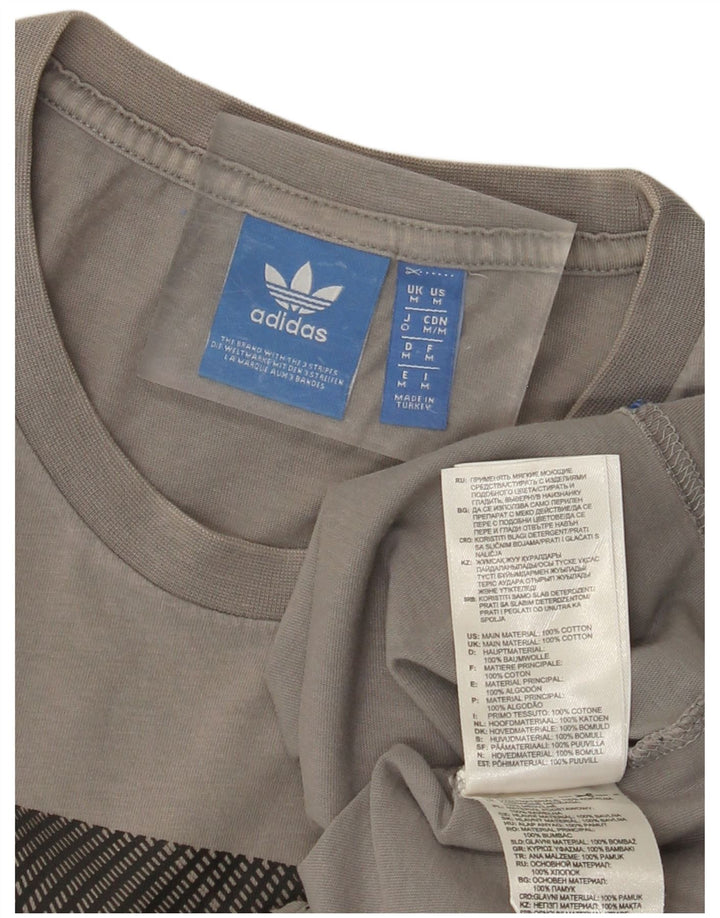 ADIDAS Mens Graphic T-Shirt Top Medium Grey Cotton