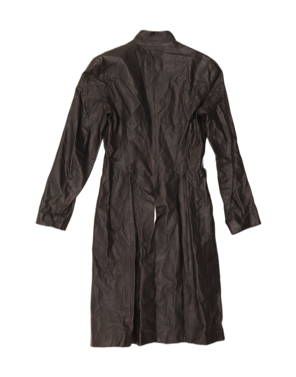 Plein Sud Womens Leather Coat EU 38 Medium Black Leather