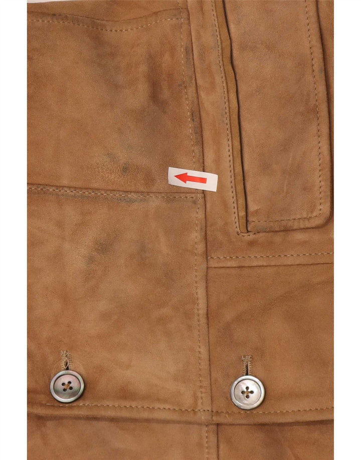 Massimo Dutti Mens 2 Button Suede Blazer Jacket UK 38 Medium Beige Leather