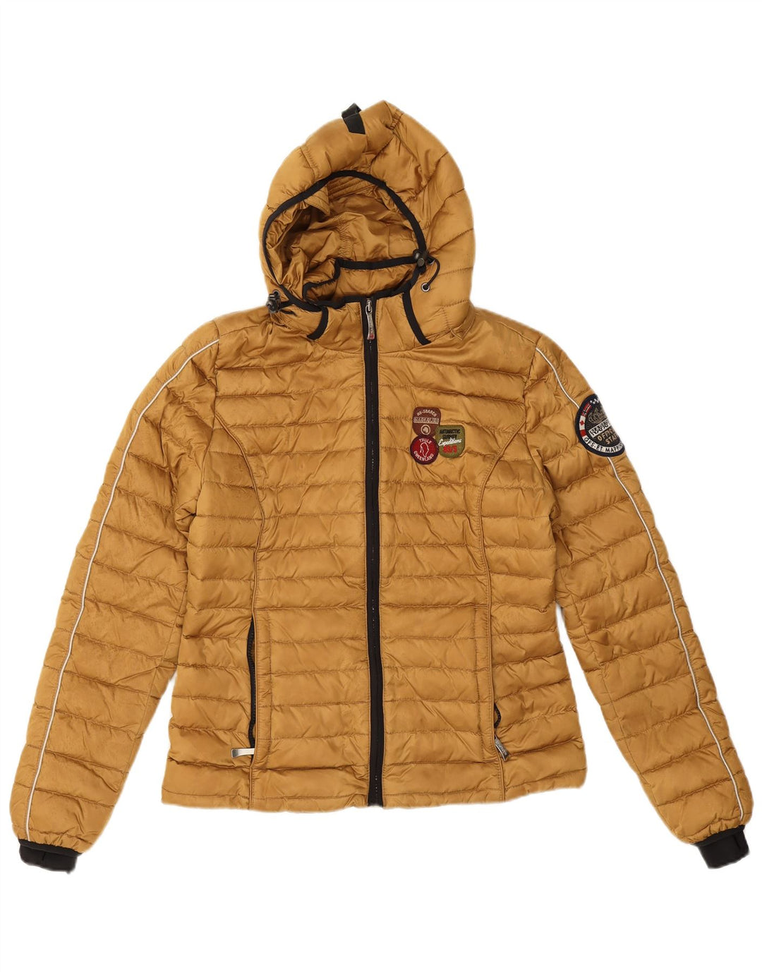 Napapijri Womens Hooded Padded Jacket UK 10 Small Gold Polyester