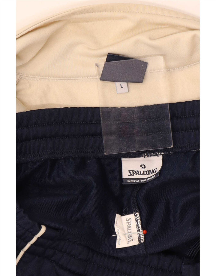 Spalding Mens Full Tracksuit Large Beige Colourblock Polyester