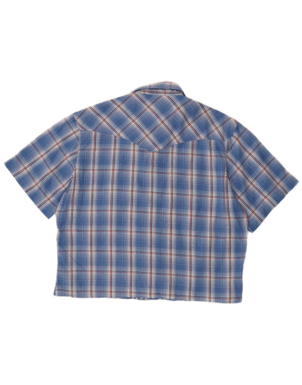 Wrangler Mens Western Short Sleeve Shirt Large Blue Check Cotton