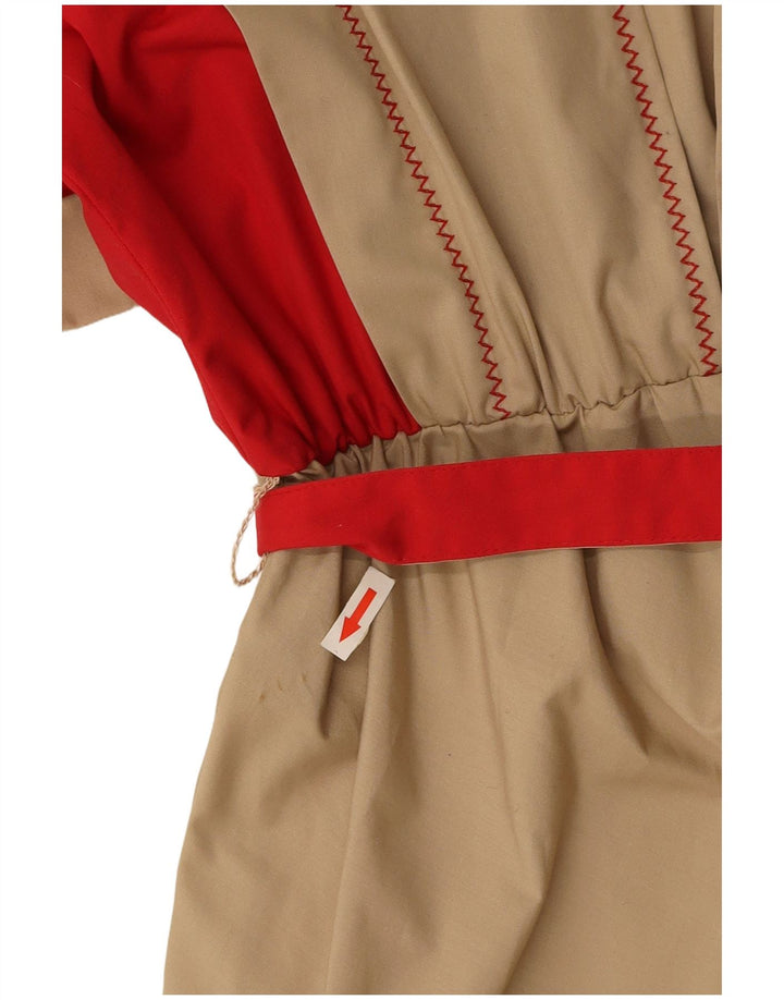 VINTAGE Womens Maxi Dress UK 16 Large Beige Colourblock