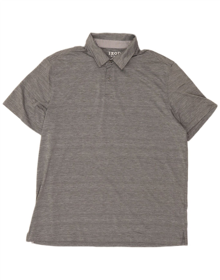 IZOD Mens Golf Polo Shirt Large Grey Flecked