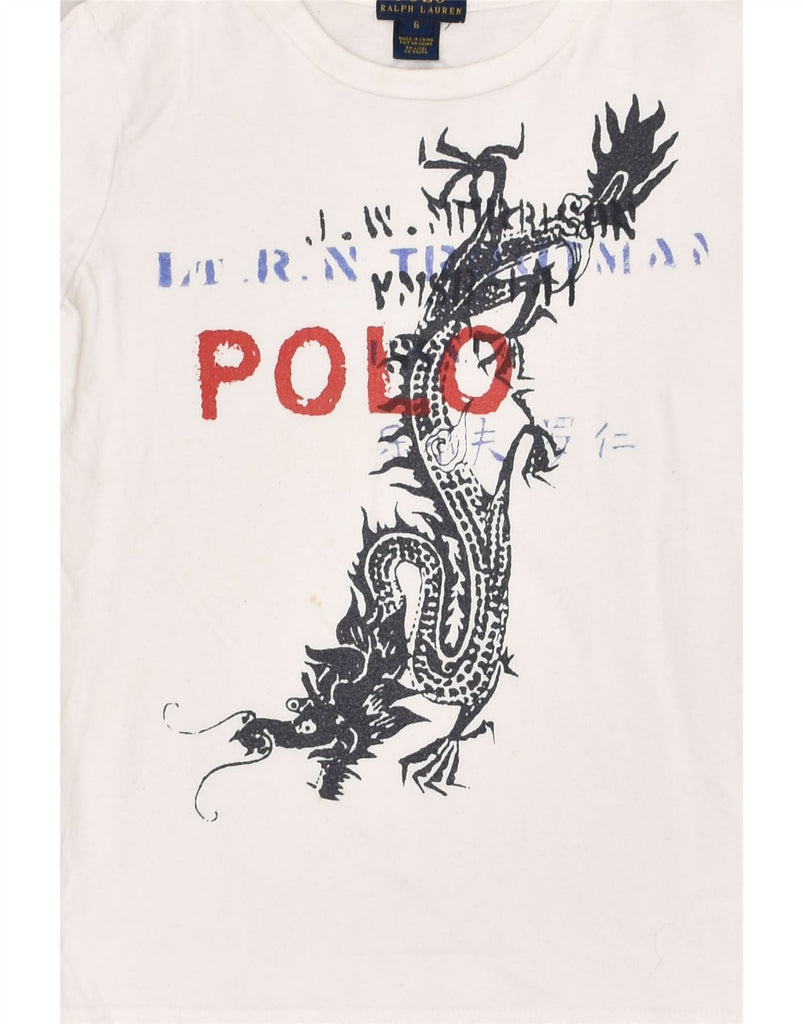 POLO RALPH LAUREN Boys Graphic T-Shirt Top 5-6 Years White Cotton | Vintage Polo Ralph Lauren | Thrift | Second-Hand Polo Ralph Lauren | Used Clothing | Messina Hembry 