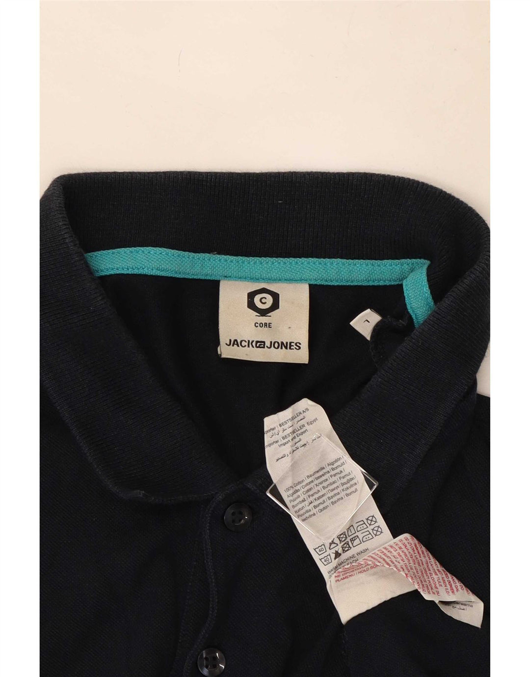 Jack & Jones Mens Polo Shirt Large Navy Blue Cotton