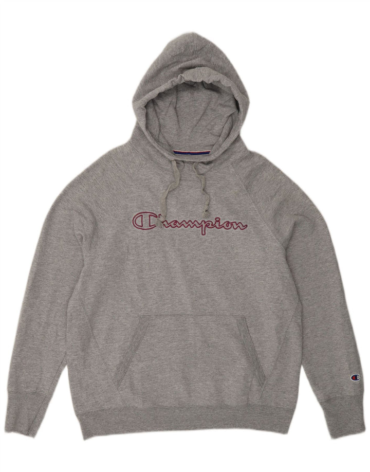 Champion Womens Hoodie Jumper UK 16 Large Grey Polyester