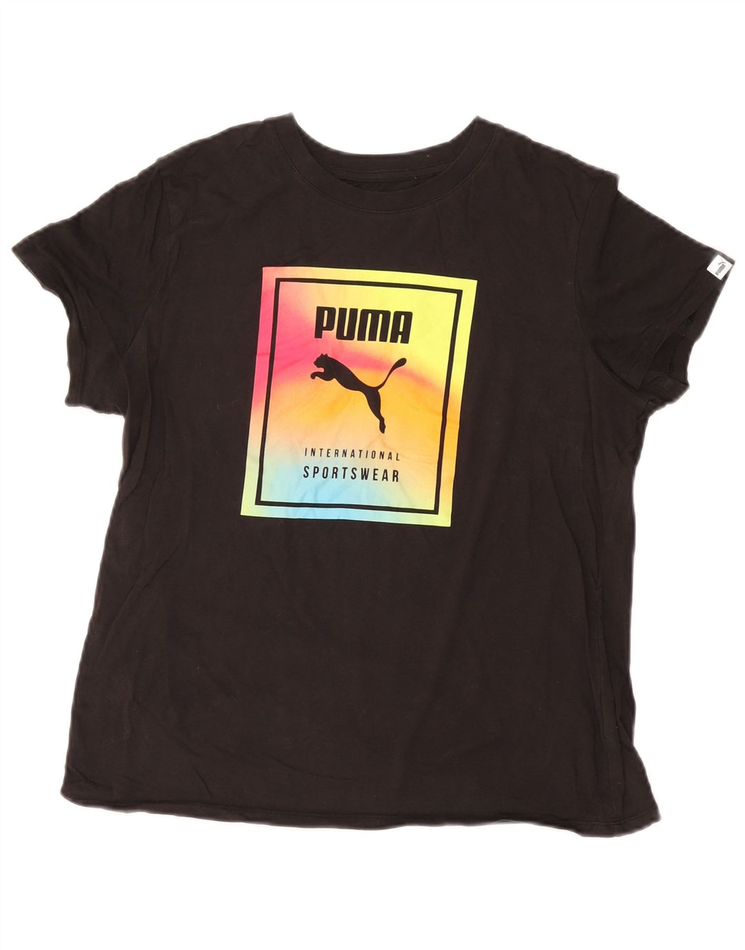 PUMA Womens Graphic T-Shirt Top UK 14 Large Black