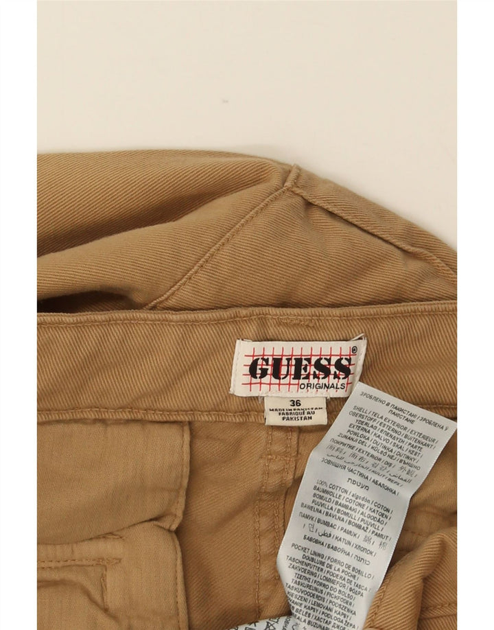 GUESS Mens Straight Cargo Trousers W36 L31 Beige Cotton