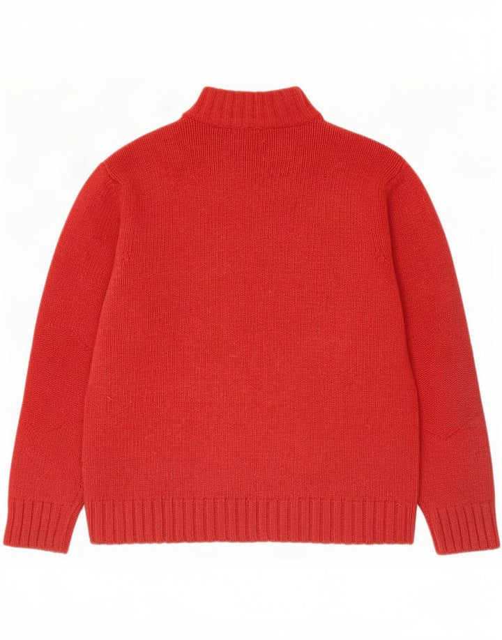 Fred Perry Mens Zip Neck Jumper Sweater Large Red Wool